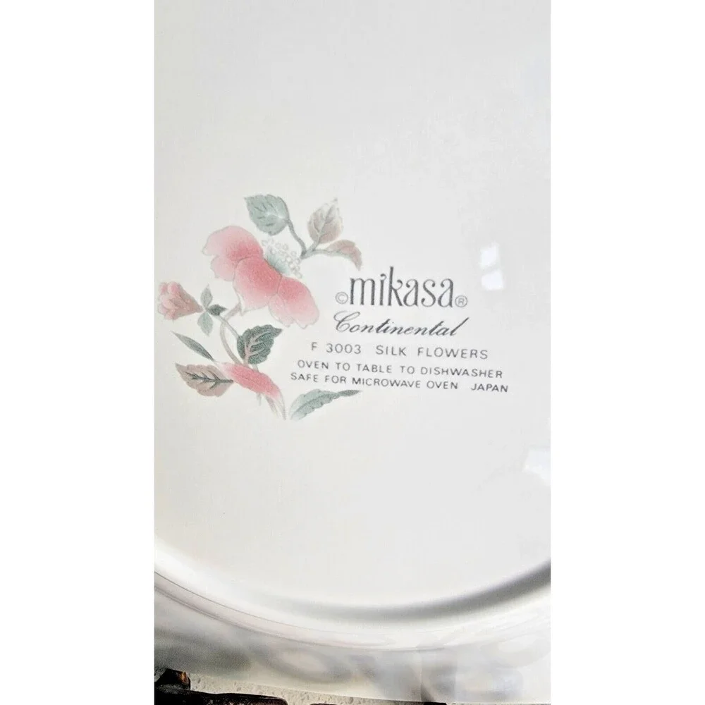 Set of Mikasa Continental Silk Flowers Square Dishes, Bowls, Cups, Saucers